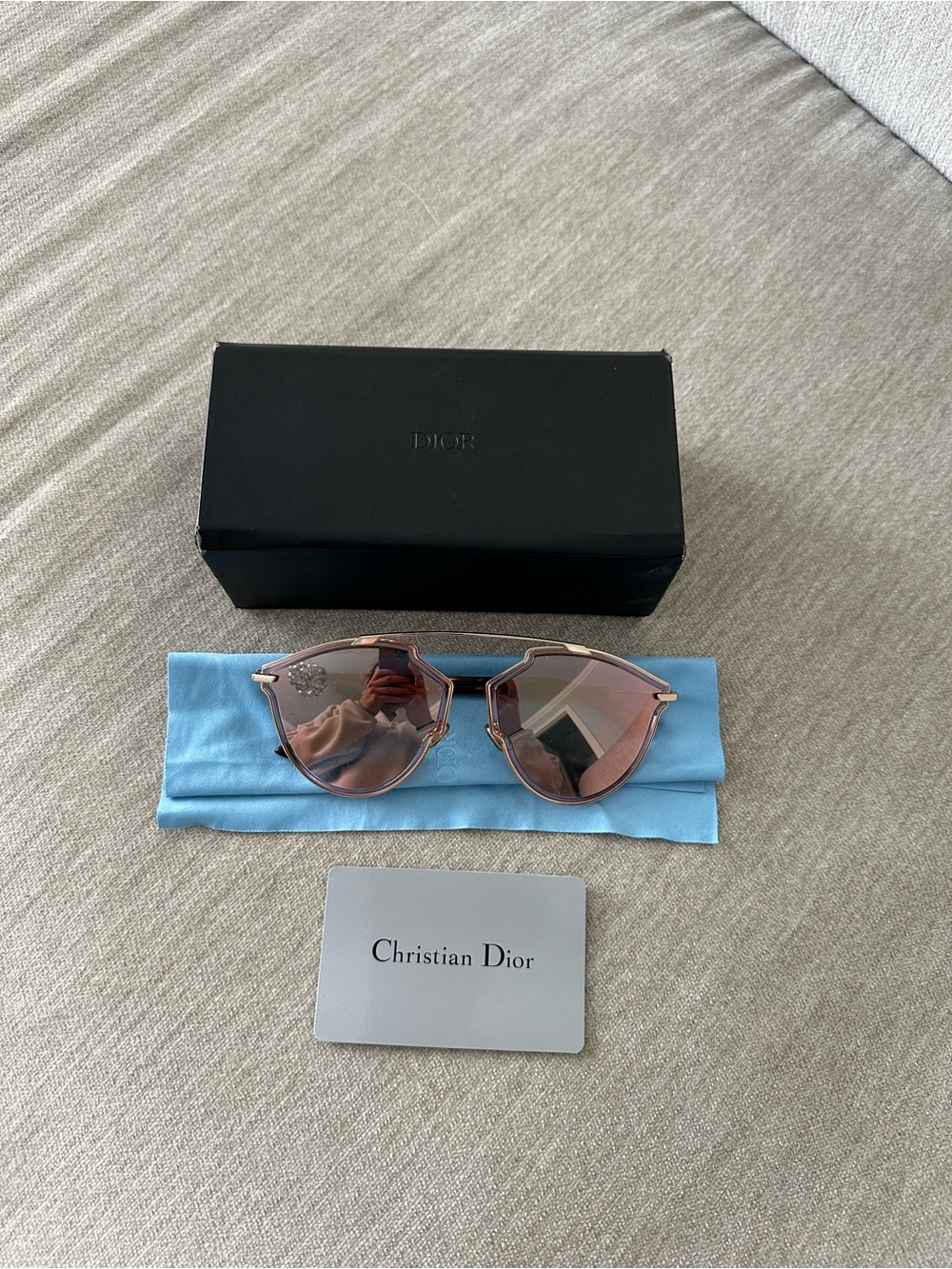 Dior Women's Rose Gold Frame Sunglasses with Pink Mirrored Lenses